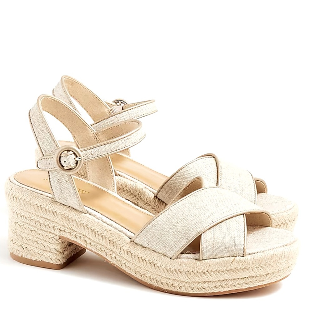 J CREW - Platform espadrille gold sandals NWOT